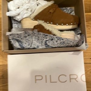 Pilcro/Anthropologie Brown Suede Faux Clogs.